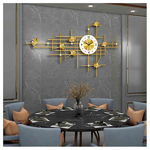 Grande horloge ginkgo dorée de 40 x 24 pouces ornement luxueux