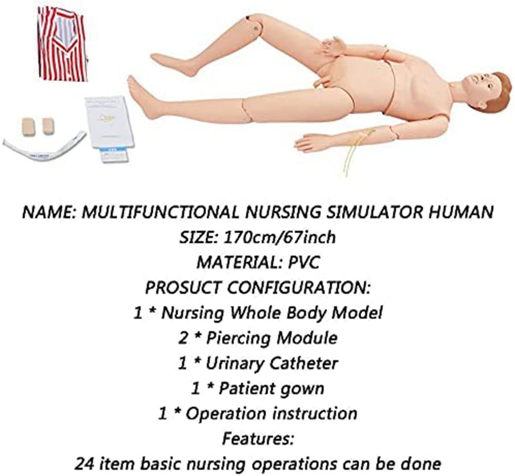 Wielofunkcyjny trening pielęgniarski Model manekina Symulator opieki nad pacjentem, ludzki model anatomiczny, dla pielęgniarstwa Szkolenie medyczne Edukacja Materiały medyczne (Male)