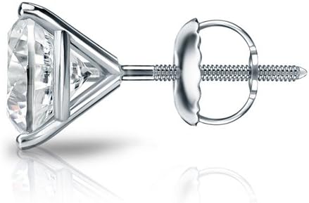 14k White Gold 3-Prong Martini Diamond SINGLE STUD Earring (1/8-1 ct, H-I, I2-I3) Screw-Back