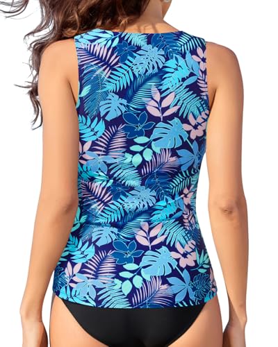 Image of Daci Tankini Tops for Women High Neck Swim Top Tummy Control Bathing Suit Top Modest Swim Tank Top No Bottom
