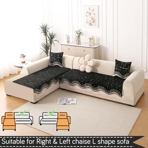 Image of HOKIPO Supple Soft Wavy Sofa Cover L Shape 6 Seater Mat, 3+3, Green