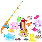 Fishing Game Kit,LA KEN DU 15PCS Magnetic Fishing Games for Kids 3-5,Fishing Game for Toddlers 1-3 w