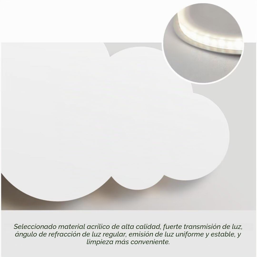 Lámpara de pared LED con forma de nube para habitación infantil, lámpara de noche, luz de pared decorativa para dormitorio, sala de estar y escaleras, 18 W, 3 luces