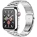 iiteeology Compatible with Apple Watch Bands 40mm Series 6 5 4 Se, Upgraded Stainless Steel Band with iWatch Screen Protector Case for Women Silver/Silver