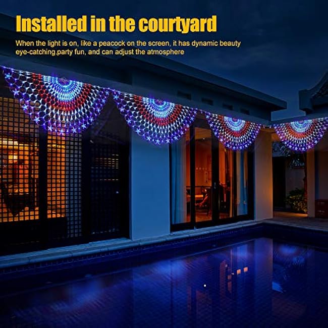 DDMY American Flag Lights with 243 Super Bright LEDs - Waterproof Patriotic Lights for 4th of July, Memorial Day, Independence Day & Yard/Garden Decor