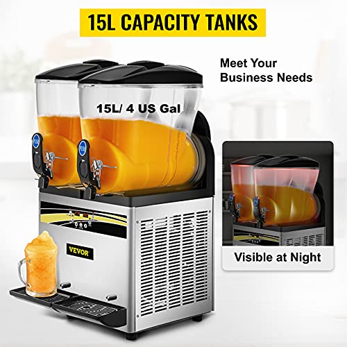VEVOR Kommerzielle Slusheis Maschine, 2 x 15 L Slush Eismaschine 1000 W Slusheis Eismaschine, 430 x 450 x 800 mm Slushy Maschine Eslush Maker Maschine 64 kg Slush Eis Maschine 64 kg Slushgeräte – Bild 3