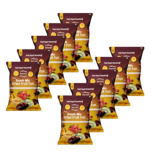 Khari Foods Dried Fruit Fun Snack Mix, 8 in 1 Trail Mix of Dried Dates, Apricots, Kiwi, Mango & More, Fibre & Antioxidants Rich, No Additives (40g x 10)