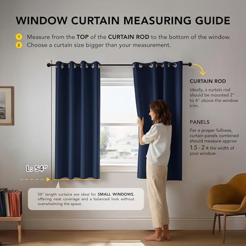 Image of Deconovo Navy Blue Blackout Curtains for Living Room Kids 46 inchx 54 inch 1 Pair