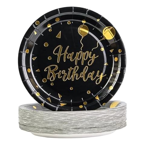 Assiettes jetables DHAIQC Or Noir Cover