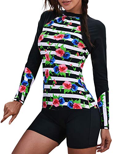 Women's One Piece Rash Guard Zip Front, Full Body Cover Wetsuit, Sun Protection