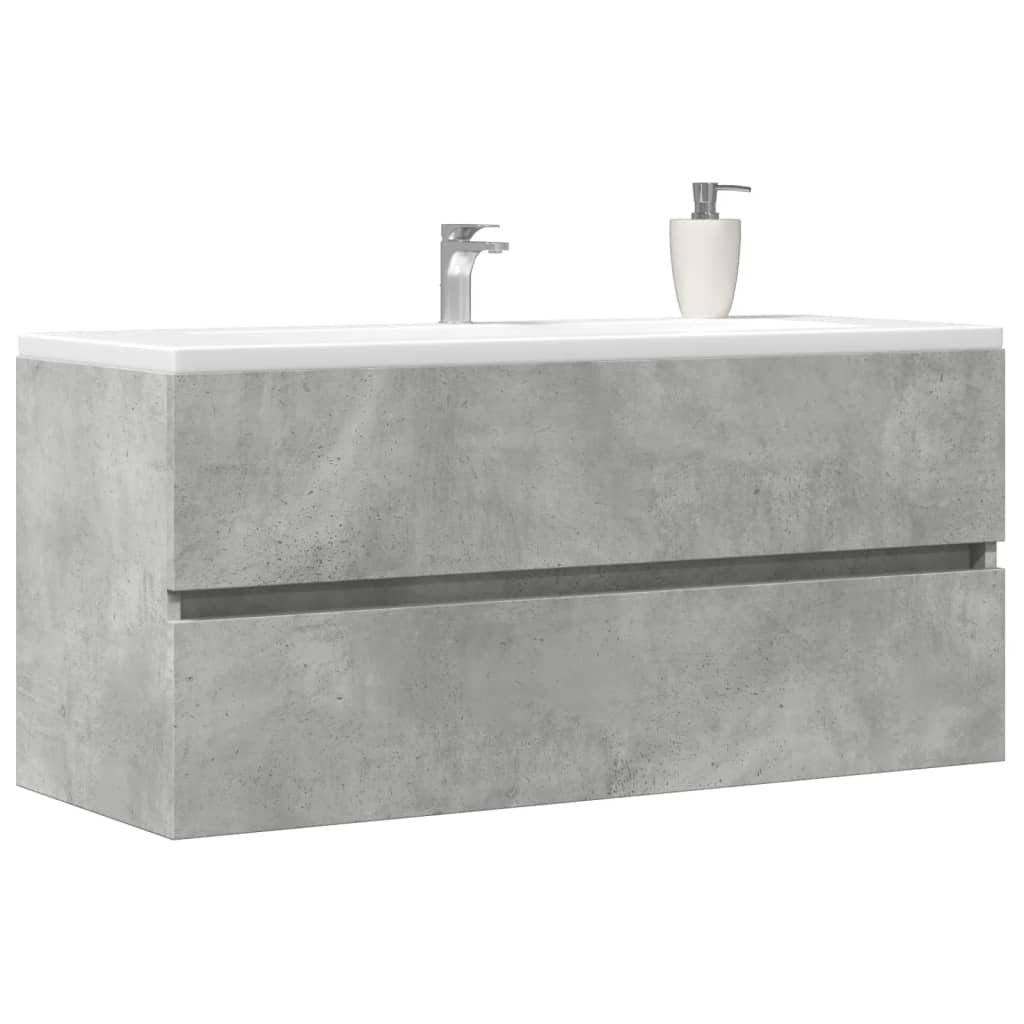Engineered Wood Sink Cabinet, Concrete Grey Finish, 100x38.5x45 cm, Wall Mounted Bathroom Vanity with Storage, Modern Design
