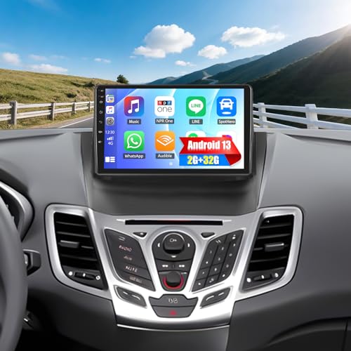 Android Car Stereo for Ford Fiesta 2009 2010 2011 2012 2013 2014 Wireless Carplay Android Auto with 9'' Touch Screen WiFi GPS Navigation FM/RDS DSP/EQ SWC AHD Backup Camera Canbus