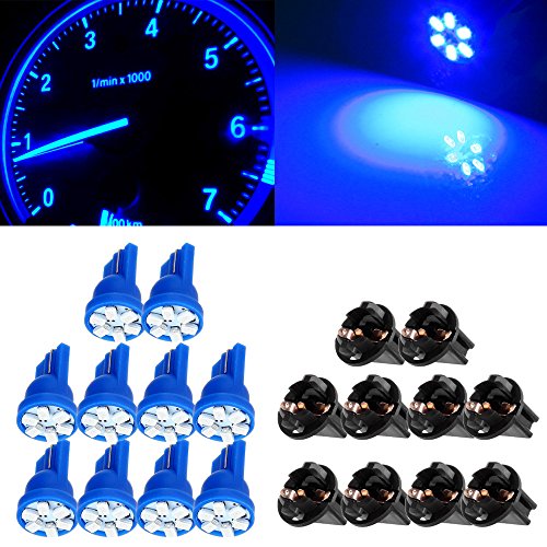 cciyu T10 168 194 LED Instrument Dash Light Interior Lights Bulb Replacement fit for Replacement Dome Map Trunk Cargo Area License Plate Light Lamp w/Twist Lock Base Socket,6 Pack Blue