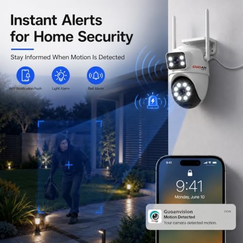 Dual Lens Security Camera Outdoor, 6MP 5GHz WiFi Camera for Home Security - 3