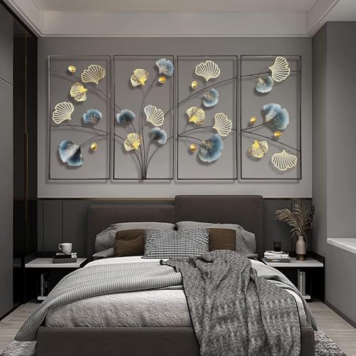 Image of Metal Handcrafted Modern Leaf Frame Wall Sculpture Multicolor Unique Accent for Stylish Interiors Wall Art for Living Room /Hotel /Restaurant /Bedroom /Drawing Room (Each Size 16x28 Inch)
