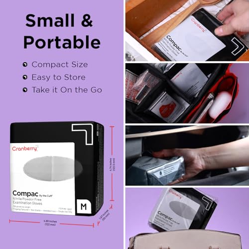 Image of Cranberry Compac Black Nitrile Gloves Disposable Latex Free - Powder Free Food Safe Dental Medical Cleaning & Tattoo Supplies
