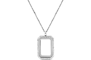 DIY Rectangle Glass Floating Living Memory Charms Locket Pendant Necklace