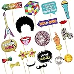 70s Disco Party Photo Props Kit - 20 Premium Retro-Style Props, Funky Photo Booth Accessories, Decorations for Hippie, Disco Fever, Woodstock Party,1970s Themed Celebration