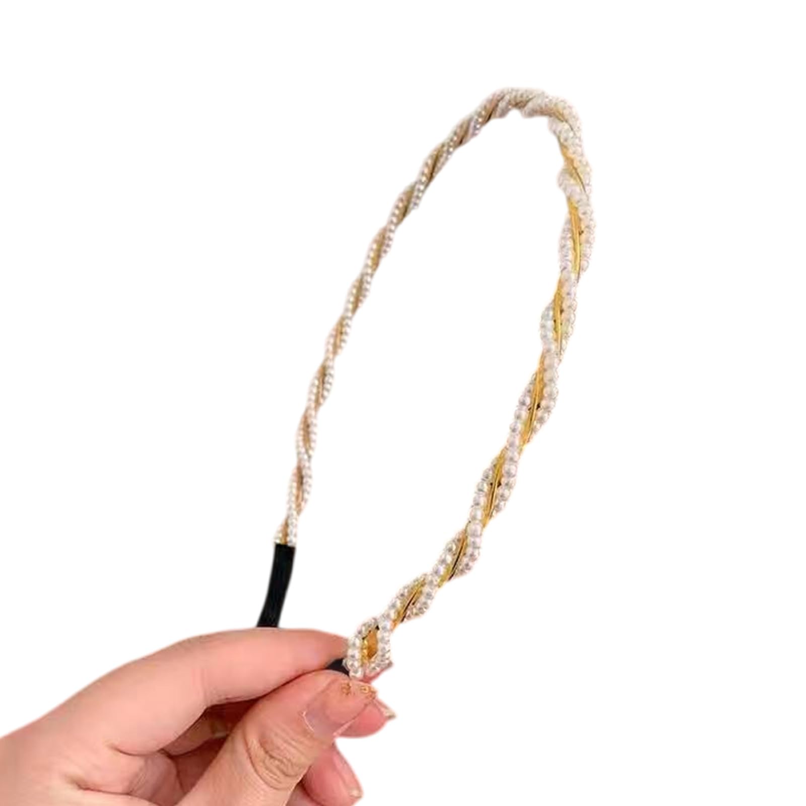 MICFENY Korean Styles Acrylic Rhinestones Hairband With Faux Pearls Decoration Secure Grip Lightweight For Prom Event
