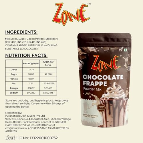 Image of Zone Chocolate Frappe Powder | Premium Cafe-Style Frappe Base for Cold Coffees, Milkshakes, Mochas, Iced Coffees & Desserts | Smooth & Creamy Instant Mix | 1kg Pack - More Servings, Perfect For Cafe Restaurants & Professional Use