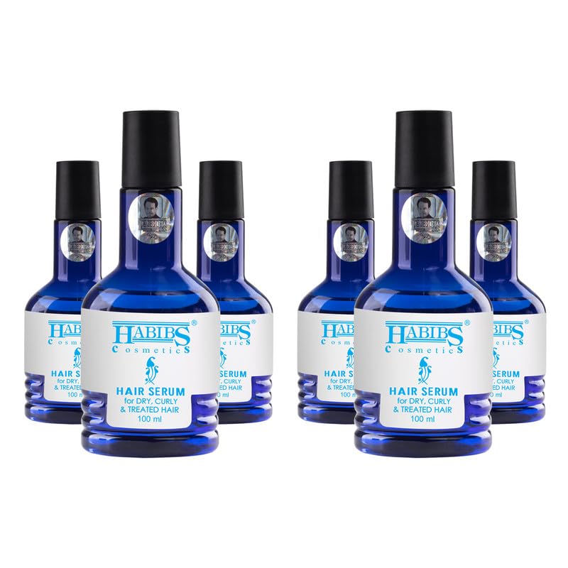 Habibs hair Serum Dry Curly & Treated Hairs For Silky & Smooth Hair Tames Frizzy Hair Tangle Free & Frizz-Free Hair for all types of hair 100 ml Pack of 6