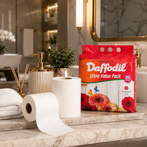 Image of DAFFODIL 2Ply Toilet Paper Tissue -4 Packs (365 pulls /roll, 1460 pulls, 2920sheets) UltraSoft Toilet Paper Roll, Strong and Long Lasting for Home or Office Use