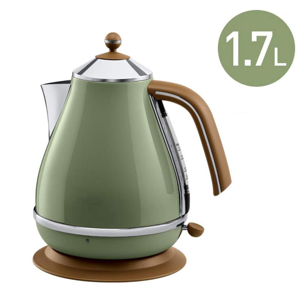 Kettle Hervidor Retro, Acero Inoxidable, Hervidor de Vidrio Iluminado, 1,7 Litros, Tostadora de Impresiones de 3000 Vatios,Verde,Hervidor + Tostador