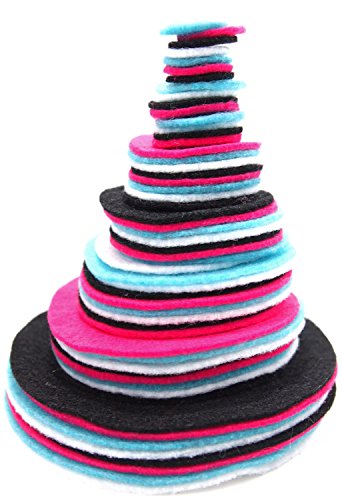 Image of Playfully Ever After Black, Pink, Turquoise & White Craft Felt Circles (Mixed Size Pack - 56pc)