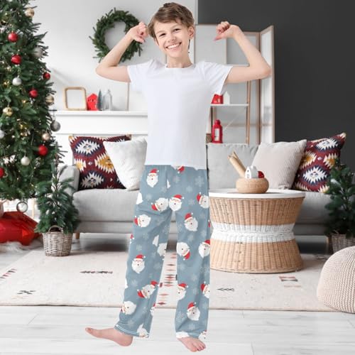 Boy's Lounge Pants Santa Claus Christmas Elements Kids Jogger Pants Elastic Waist Long Bottoms with Pockets 6-14Y2