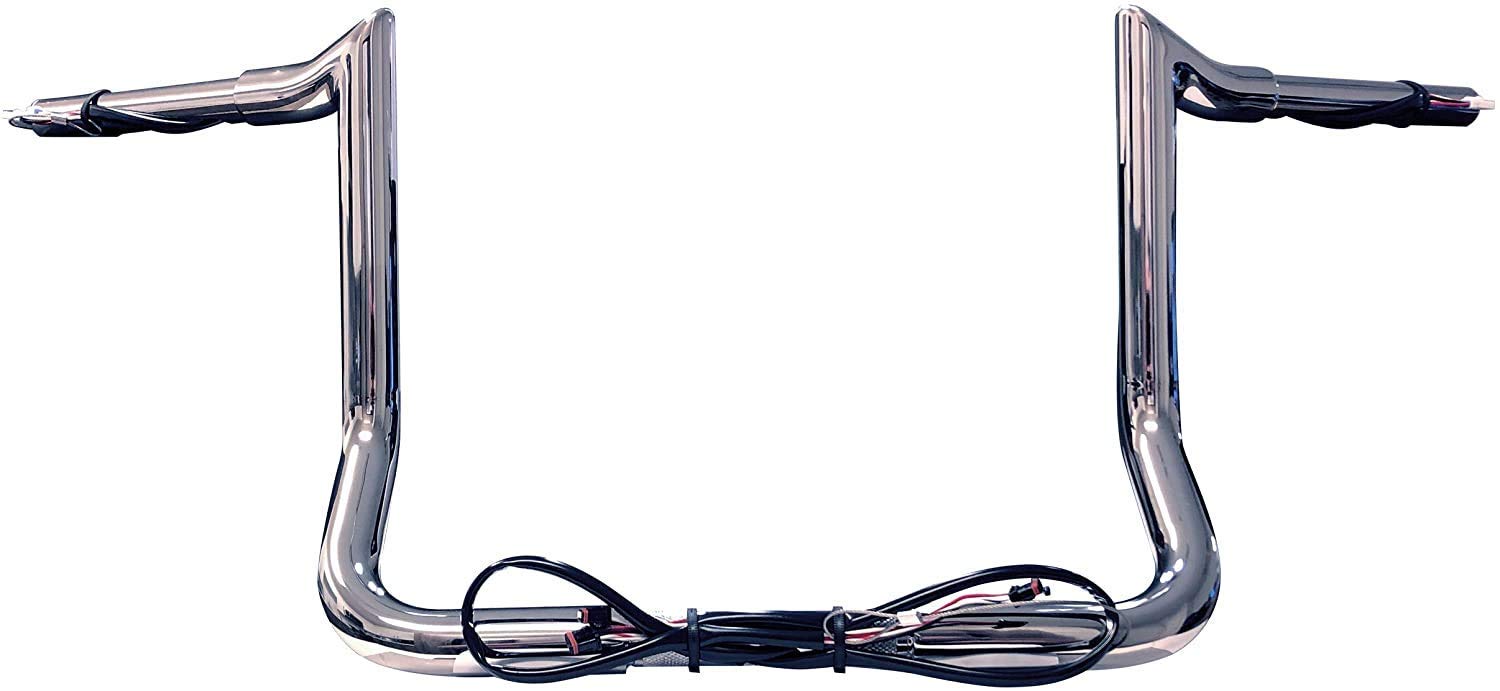 Dominator Industries 1 1/4" PRE-WIRED 10" Chrome Meat hook Bar Ape Hangers Compatible With Harley-Davidson Bagger Touring Electra - Handlebars for