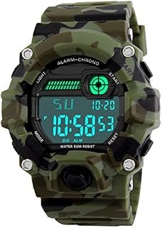 BHGWR Kids Digital Watches, Boys Sports Military Watch with Alarm/Timer/Shock Resistant, Teenagers Childrens 5 Bars Waterproof Big Face Camouflage Electronic Wrist Watch for Boys