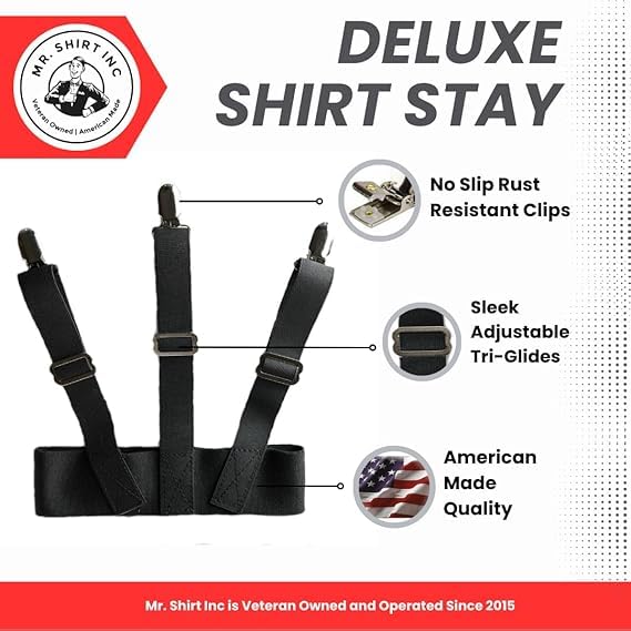 Image of Premium Shirt Stays for Men - 3.0 Upgrade Tucker Garters Clips for Tucking - Suit Accessories With Elastic Adjustable Holders