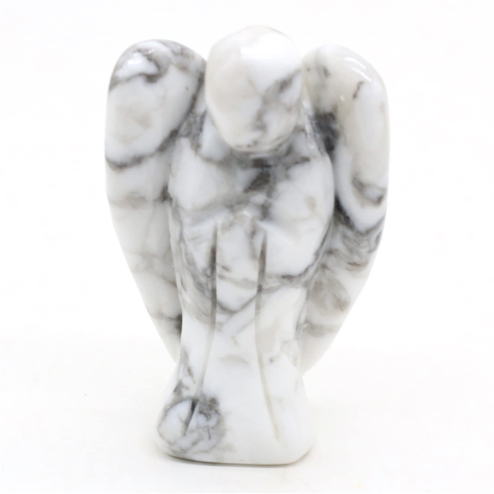 Haussammlung 30g Naturstein Kristall Pendel Engelsform Heimdekoration Figur Statue Edelstein Ornament 50x35mm 1PC Geschenk PEIQIYIN(Color:Madagascar Rose Quar)