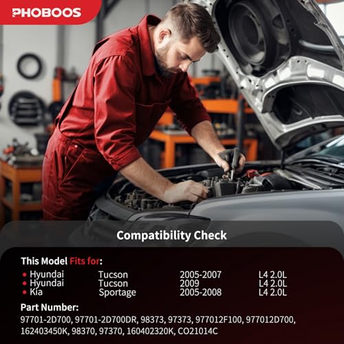 Image of PHOBOOS A /C Compressor with Clutch Compatible with Hyundai Tucson 2005-2007 2009 L4 2.0L, Kia Sportage 2005-2008 L4 2.0L, 4-Groove Only, Ref.97373