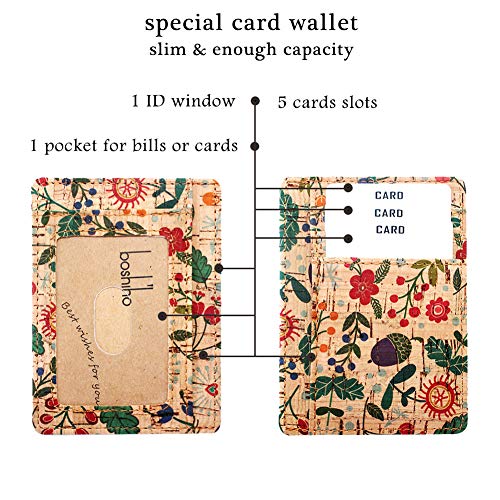 boshiho Card Holder Wallet for Men Women Eco Friendly Slim Minimalist Front Pocket Wallet with 7 Cards Slots for Environmentalist, Travel, Daily Use, Gifts (02-Cork B)3