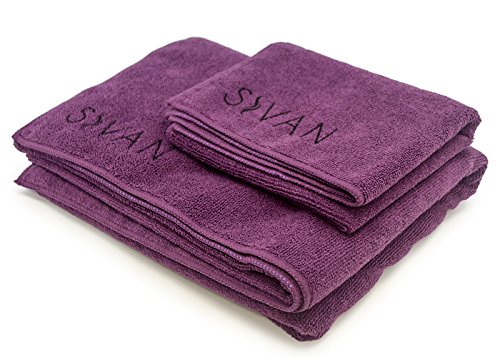 Sivan 6-Piece Yoga Set- Includes 1/2" Ultra Thick NBR Exercise Mat, 2 Yoga Blocks, 1 Yoga Mat Towel, 1 Yoga Hand Towel and a Yoga Strap (Purple)