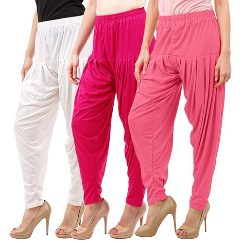 Image of Buy That Trendz Patiala Pant Combo Pants for Womens Pack of 3 Viscose Patiyala Salwar Bottoms