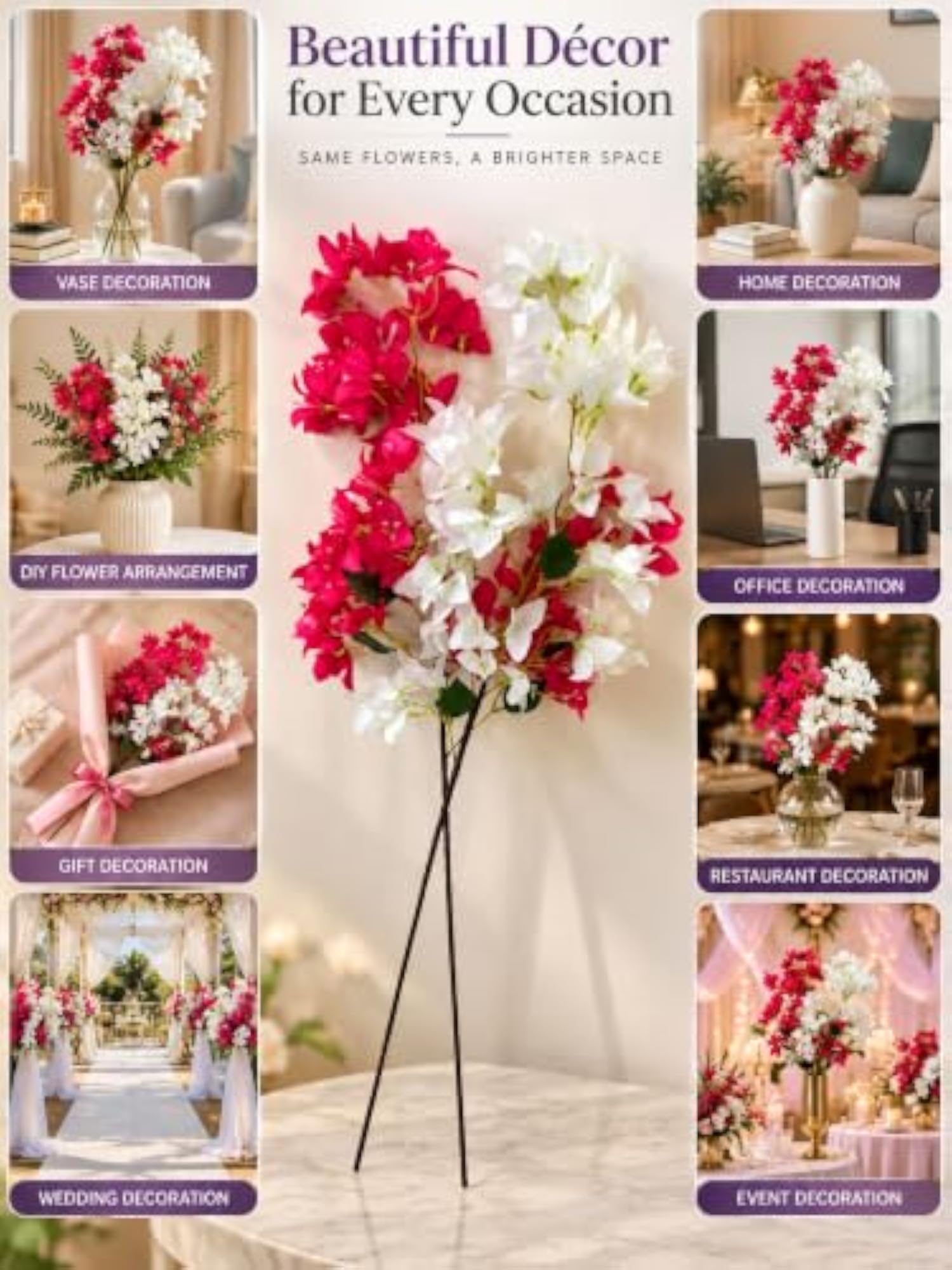Artificial Bougainvillea Flower Stems Pack of 2