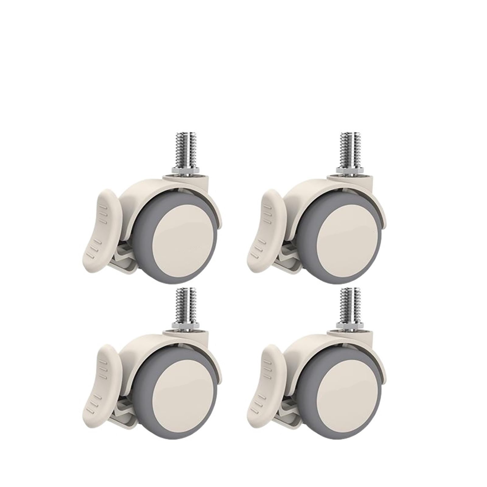 Mxxdmopd M12-C 4 Pieces/Lot Gray 2-Inch M6/M8/M10/M12 Screw Swivel Caster With Brake And Soft Rubber(M12-C)