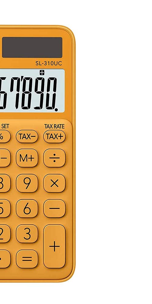 Casio Kolorowy 10-cyfrowy przenośny kalkulator SL-310UC-RG, pomarańczowy