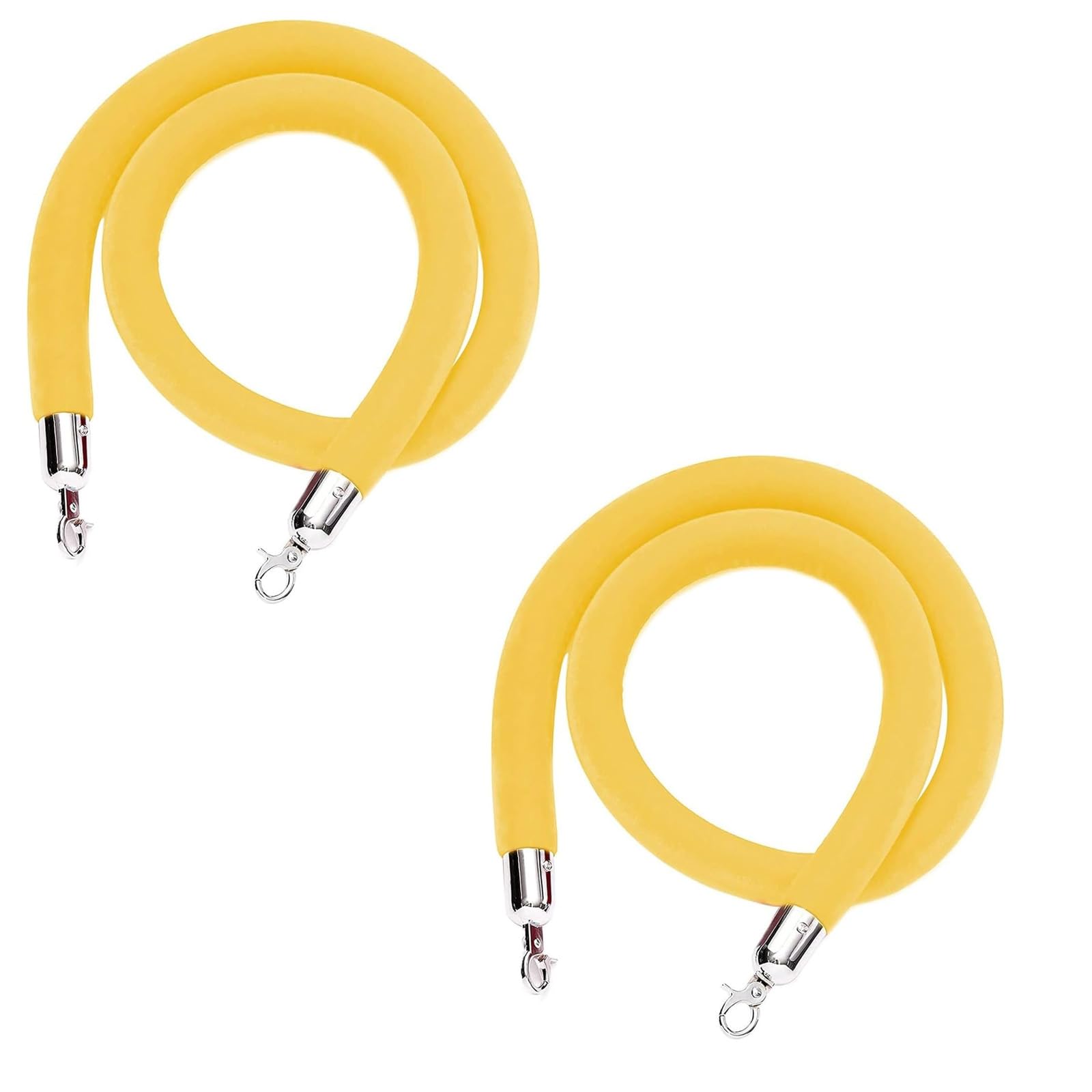 AUNANGLJSCS Rope barriers, Queue Barrier Rope, With Silver Hooks, For Carpet Events,3.2cm(Yellow,1.5M)