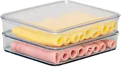 Porta Frios Empilhável Plástico Transparente com Tampa Pote para Presunto e Queijo Duplo Cinquetti
