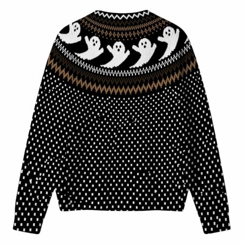 Halloween Sweaters for Women Spooky Season Ghost Graphic Button Fall Knitted Cardigan - image 2