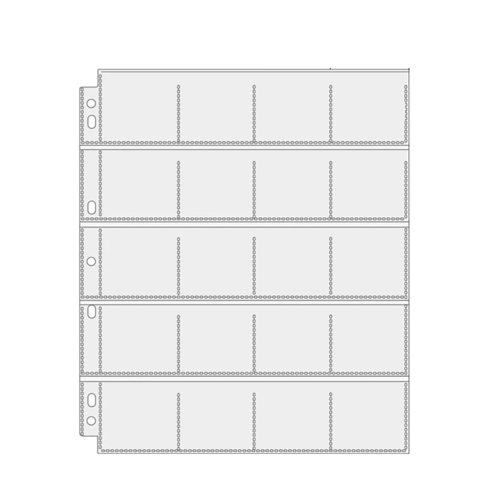 QuxetlRyz Coin Collection Album 2x2 Coin Album Collection Sleeves PVC Free A4 Binder Sheets 20 Pockets 5x5 cm Cardboard Flip Pages Film Slide Holder