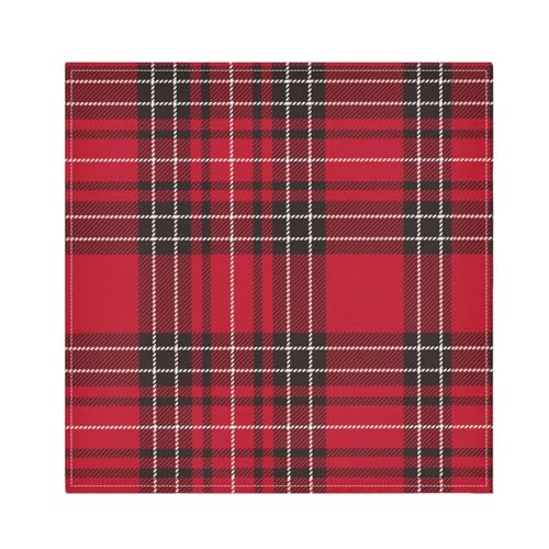 Servilletas clásicas de tela a cuadros rojo y negro, servilletas de tela reutilizables, servilletas de tela de Navidad, servilletas de cocina, servilletas de tela, juego de 6 servilletas de tela de 20