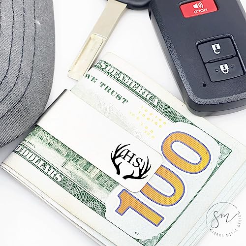 Antlers Money Clip Personalized Men's Wallet Initials Woodsman Deer Initials Money Wallet Personal Money Wallet Clip Dad Grandpa Antler Buck ANTLERS-MONEY2
