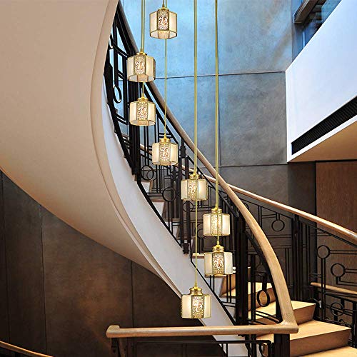 ZJIEDB Lámpara Colgante Larga de Cristal, lámpara Colgante de Cobre, decoración para Dormitorio, baño, Comedor y Sala de Estar, Cocina, Pasillo, Entrada, escaleras, iluminación d