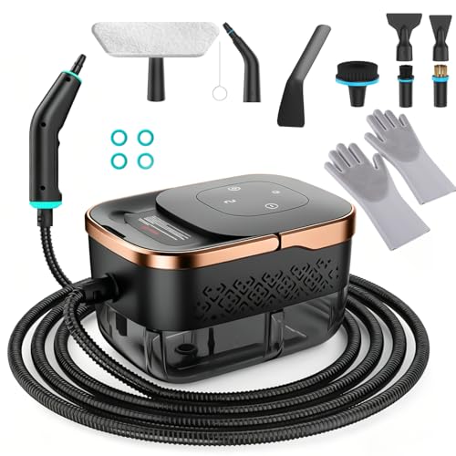 Nettoyeur vapeur portatif, 2500 W, 8 buses, 6 niveaux de vapeur, réservoir de 1250 ml, Nettoyeur Vapeur à Main pour Fenêtres, Cuisine, Voiture, Salle de Bain