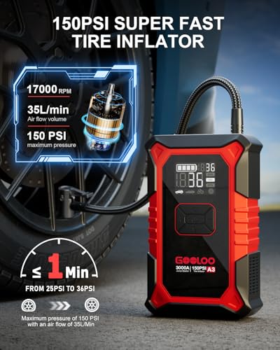 GOOLOO A3 Jump Starter with Air Compressor& GOOLOO GP4000 Jump Starter