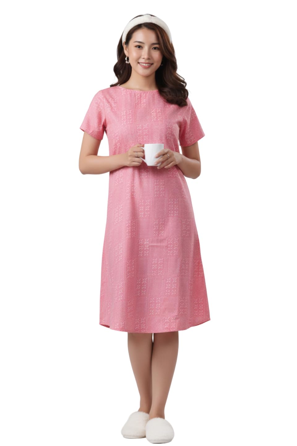 Night Dress for Women | Knee Length Night Dress for Girls | Soft Printed Cotton Night Dress for Women |A-Line Short Nighty | Calf Length Night Gown for Girls | Maxi Night Dress-image-18